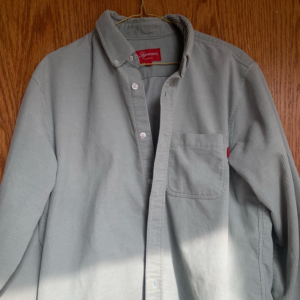 Light mint green/ blue Mens Supreme button down.